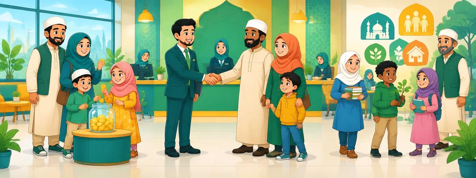 Children and families learning about fair and responsible Islamic banking