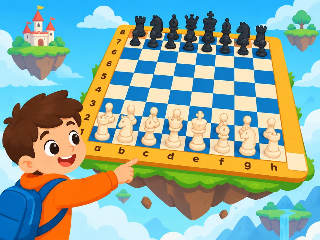 A colorful chessboard with letters and numbers along the edges