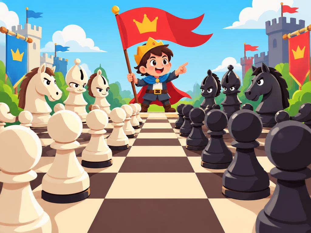 Pawns marching to the center at the start of a game