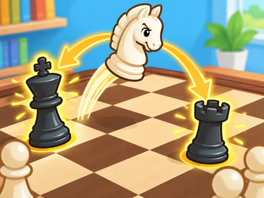 A knight attacking two pieces at once